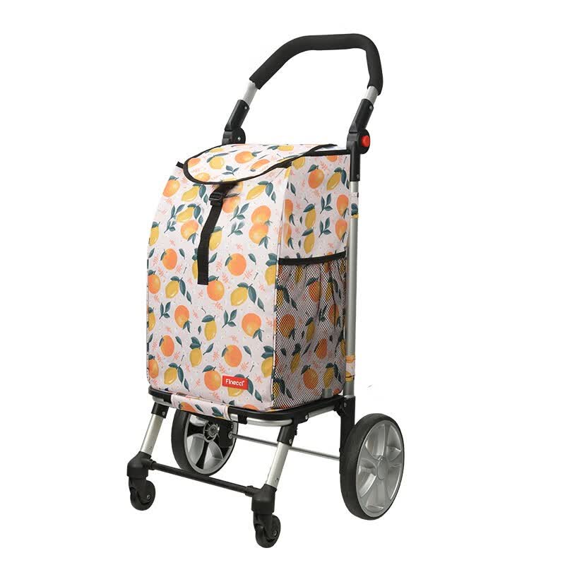 购物便携折叠拉车买菜小拉车神器防水老人拖车家用万向轮手推车 柠檬