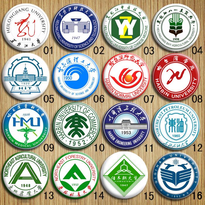 石油医科技师范理工业商业农业林业大学校徽胸针 07哈尔滨师范大学