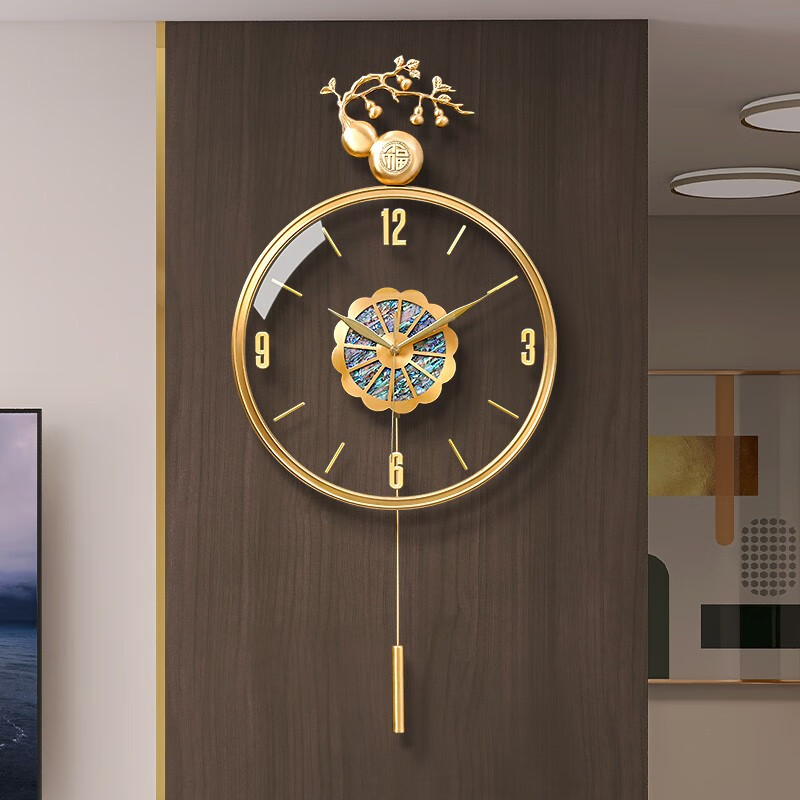曲彤新中式壁挂钟客厅时钟表挂墙上家用简约创意2024新款个性现代简约 自动对时-电波机芯