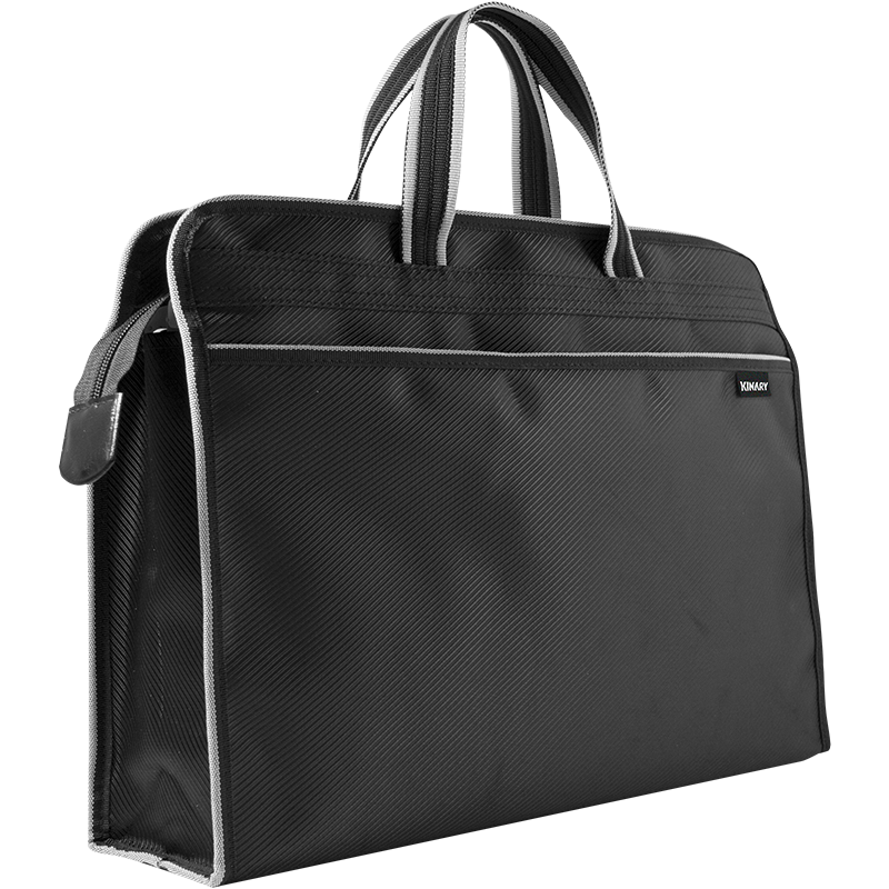 金得利经典布纹手提包加大容量公事包 男士商务包出差会议包牛津布事务包双层隐形拉链收纳包 绅士黑 DC1918