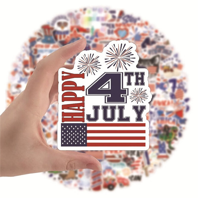 100张新款美国独立日涂鸦贴纸行李箱水杯电脑防水stickers e-327 100