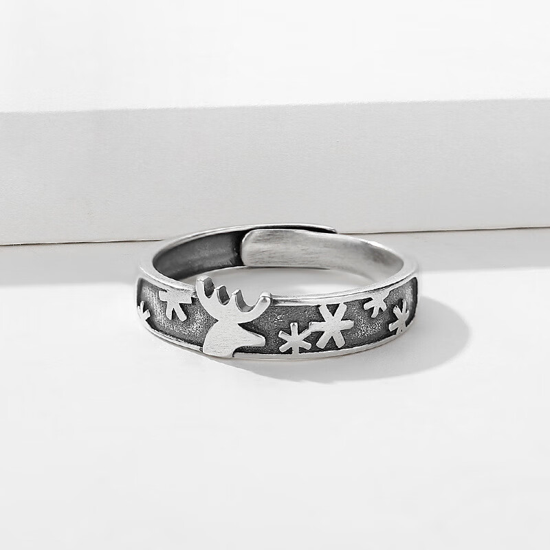 霂羽晨   原创设计情侣对戒男女韩版创意森系鹿角戒指圣诞手饰 男款