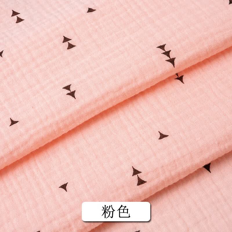 全棉印花布料双层纱布夏季儿童婴儿手工衣服纯棉面料 1号粉色(半米价)