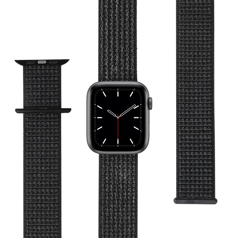 毕亚兹 苹果手表表带 iwatch表带魔术贴尼龙回环表带 Apple Watch Series 5/4/3/2/1代通用 38/40mm BD9黑色