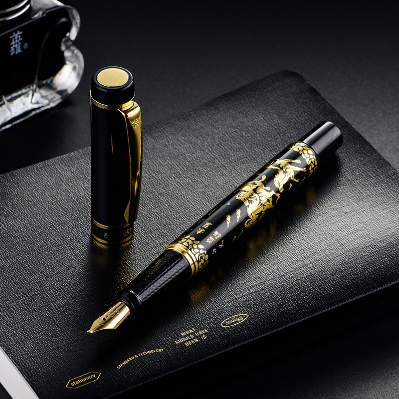 英雄(hero)钢笔/铱金钢笔八骏图墨水笔9063 美工笔0.8mm