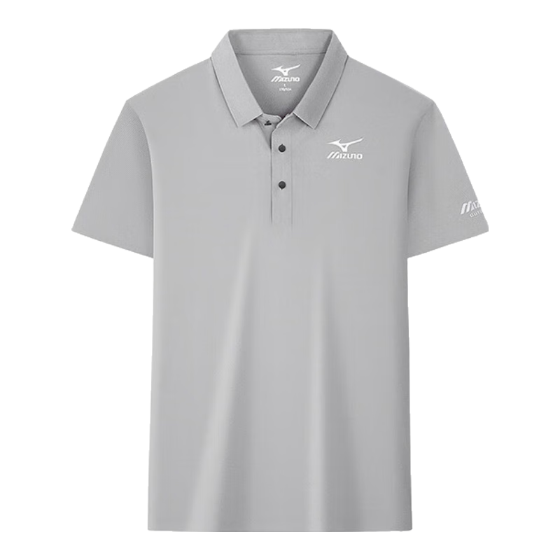 美津浓户外休闲POLO衫男冰丝速干翻领T恤男士薄款上衣透气 中灰 L 