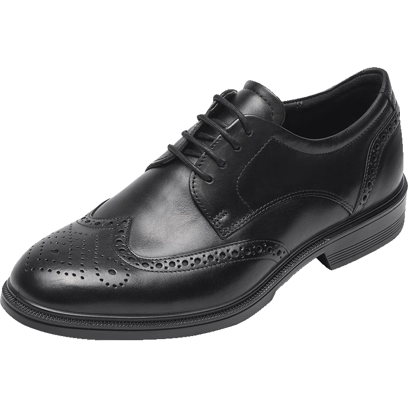 【900元水平】ECCO爱步商务正装皮鞋男雕花布洛克德比鞋里斯622164黑色41价格走势分析