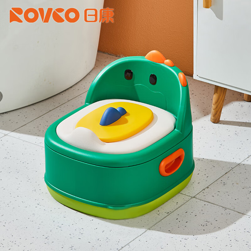 日康儿童马桶坐便器小男孩女宝宝婴幼儿专用训练厕所座便尿桶尿盆 恐龙坐便器 绿色