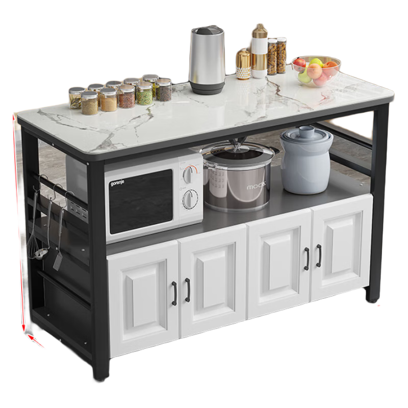 烘焙精靈廚房置物架巖板落地多層儲物柜微波爐收納架家用 【巖板臺面】三層長(cháng)120寬40高80 顏色可自選備注