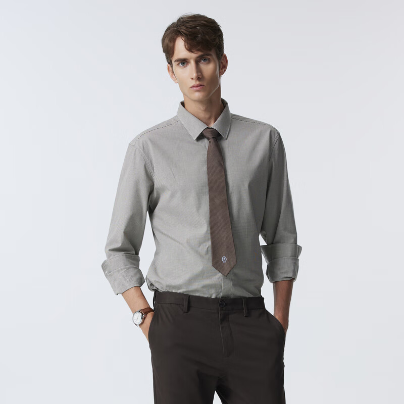 Scofield男士24年新款秋季通勤简约棉质商务休闲时尚多色长袖衬衫 绿色 M (170)