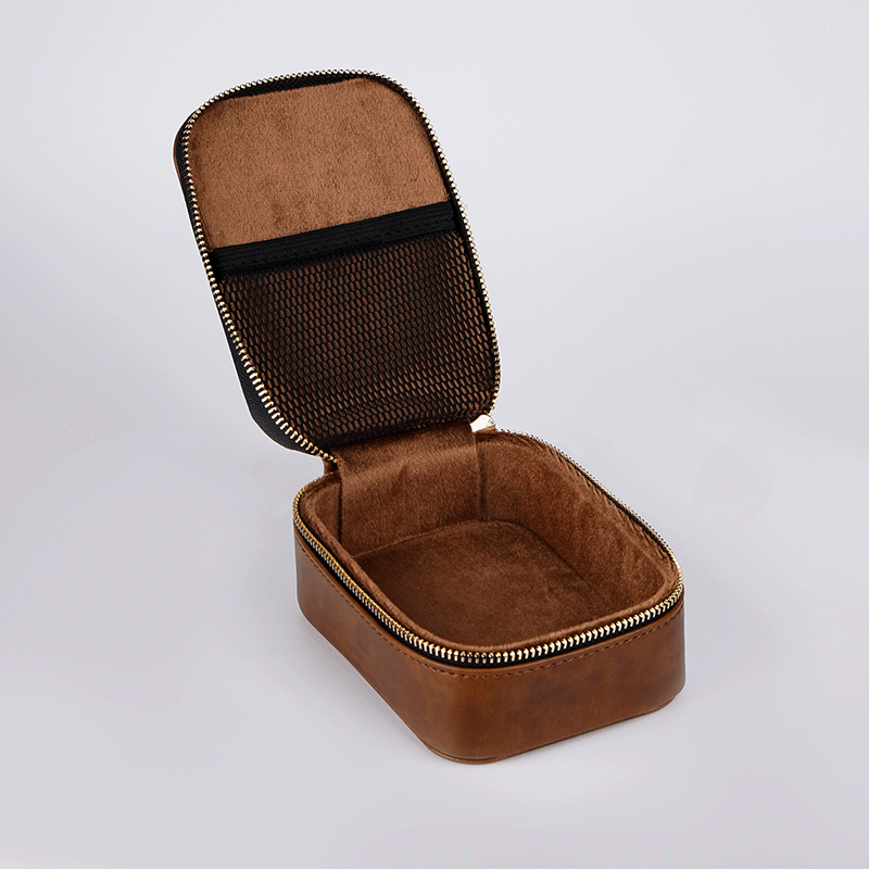 NICEHCK 大尺寸高档拉链耳机包PU盒便携多功能用途防压抗震保护收纳数据线数码U优盘HiFi线材 大容量PU拉链耳机盒-棕色款