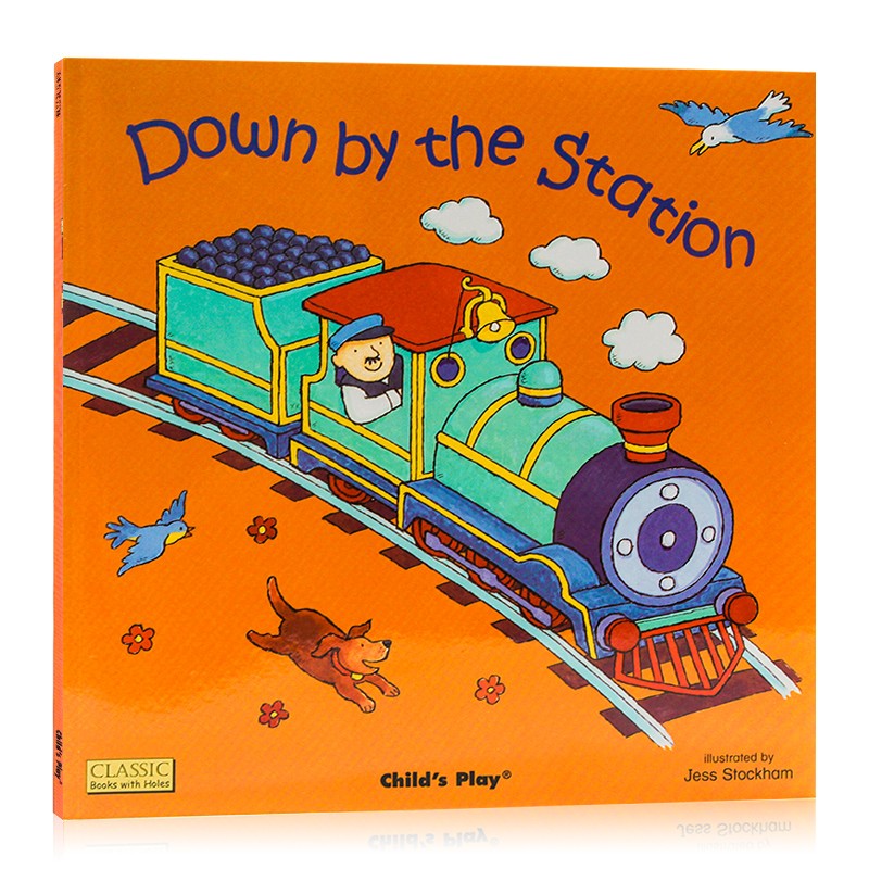 点读版 down by the station轰隆隆火车来啦 洞洞书 韵文童谣 英文