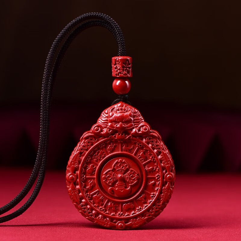 多曼天然红朱砂十二生肖十字金刚杵吊坠帝王砂貔貅八卦牌六字箴言项链