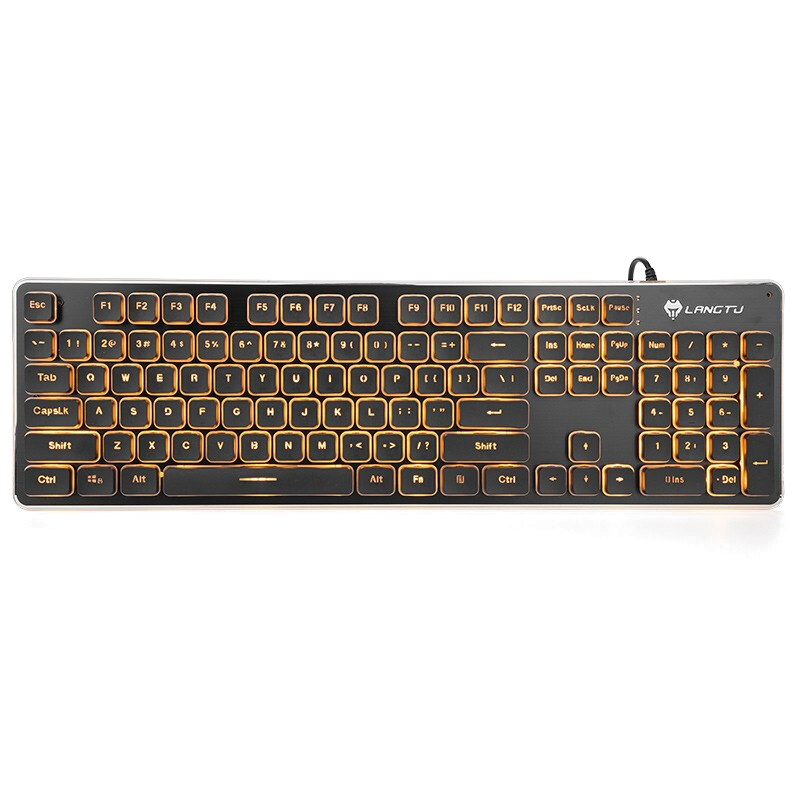 狼途（LANGTU） 游戏有线机械手感键盘鼠标套装（超薄静音键盘 键鼠套装 笔记本电脑办公键盘  ） 黑色橙光52122120004