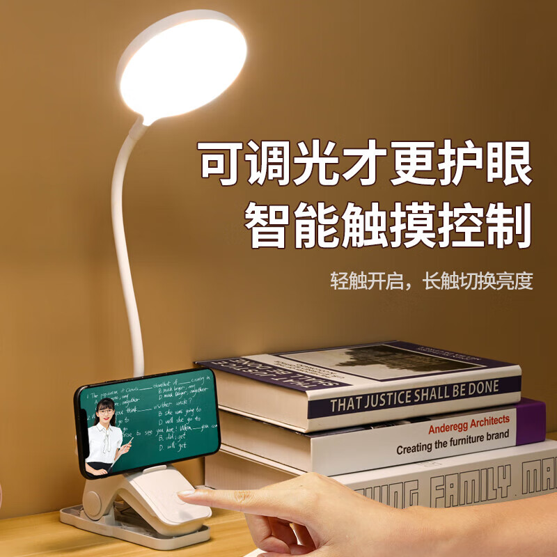 大头人夹子台灯宿舍大学生学习护眼小台灯卧室床头灯充电led阅读小夜灯