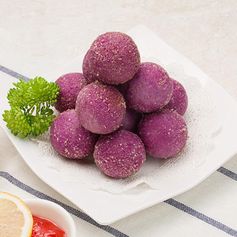 紫薯豌豆球12个 油炸小吃 甜点紫薯丸子冷冻半成品面点心280g