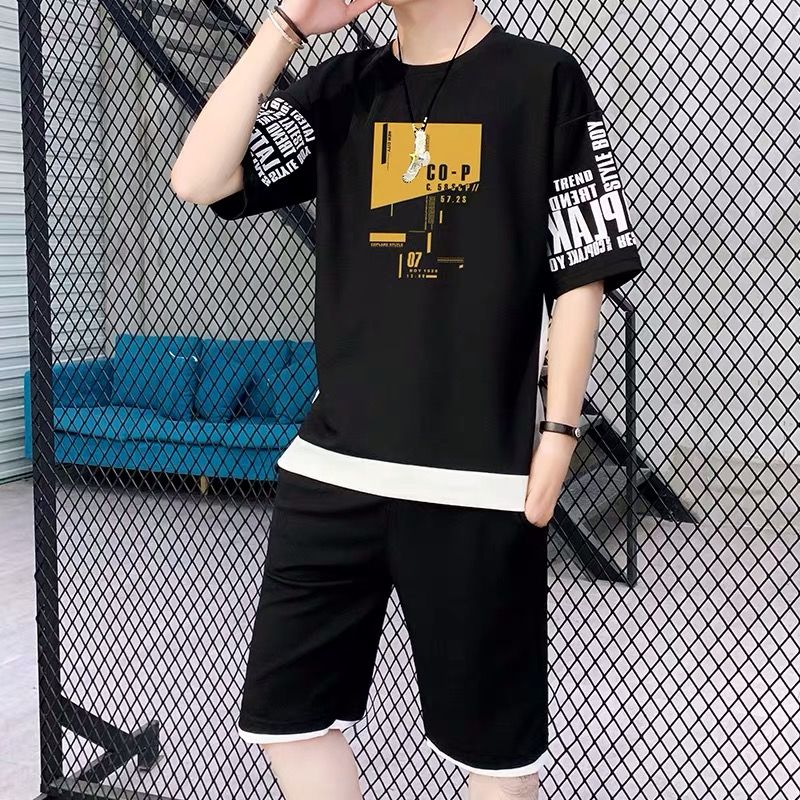 初中生t恤男15-17岁男孩学生穿的夏季一套衣服潮流帅气男童13学生宽松