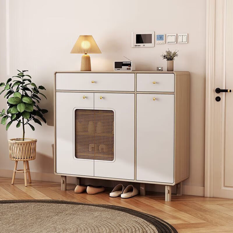 生态宜家入户玄关鞋柜一体家用门口实木框客厅玄关柜大容量收纳现代