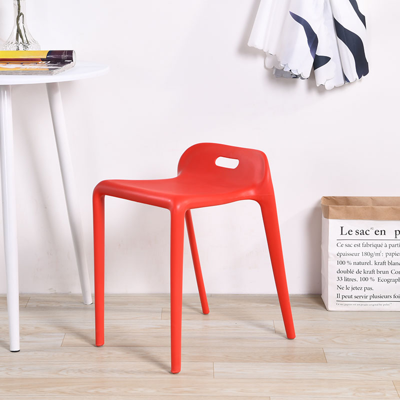 等位椅子马椅时尚简约北欧餐椅塑料凳子备用餐椅创意餐凳家用凳子 红色超厚版2.5KG