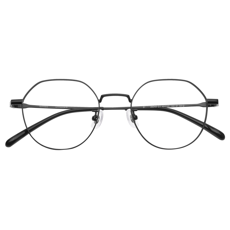 明月镜片 眼镜架全框超轻钛光学眼镜框女配镜高清防蓝光近视眼镜36049 C3玫瑰金
