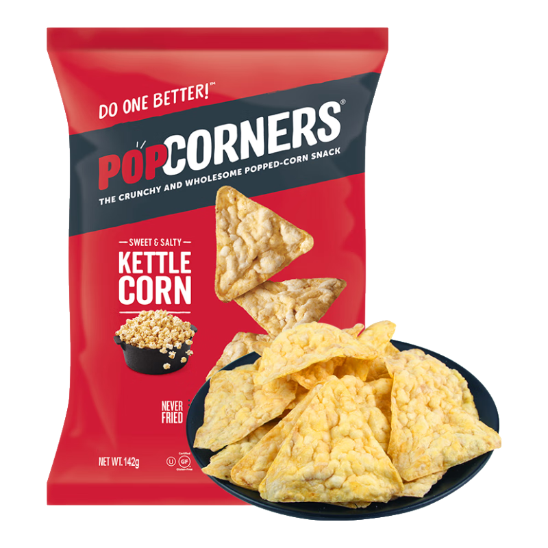 POPCORNERS 哔啵脆 赵露思推荐Popcorners咸甜味爆米花玉米片142g大袋嗨吃