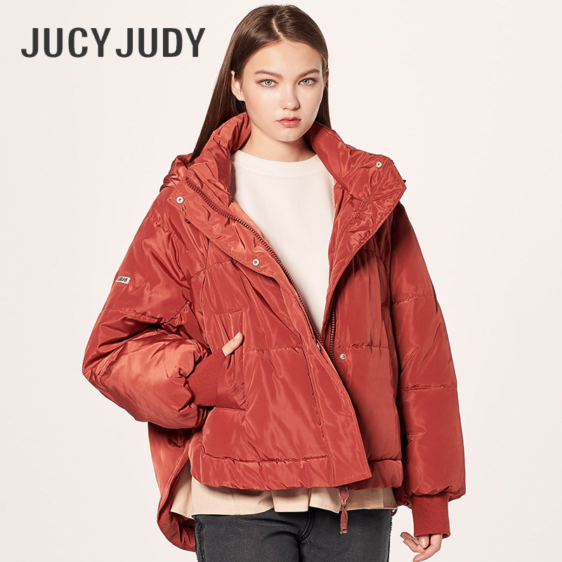 Jucy Judy2020冬季新款宽松连帽保暖加厚外套女 砖褐色 150/XXS