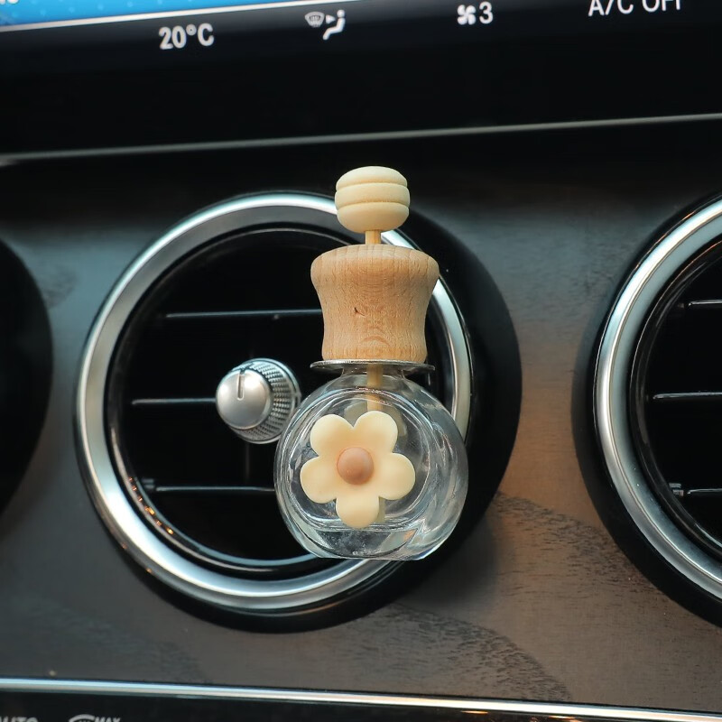 車之倩車載香水空瓶可自加分裝揮發(fā)瓶出風(fēng)口裝飾擺件可愛(ài)卡通香薰小瓶子 五瓣花白 香水瓶