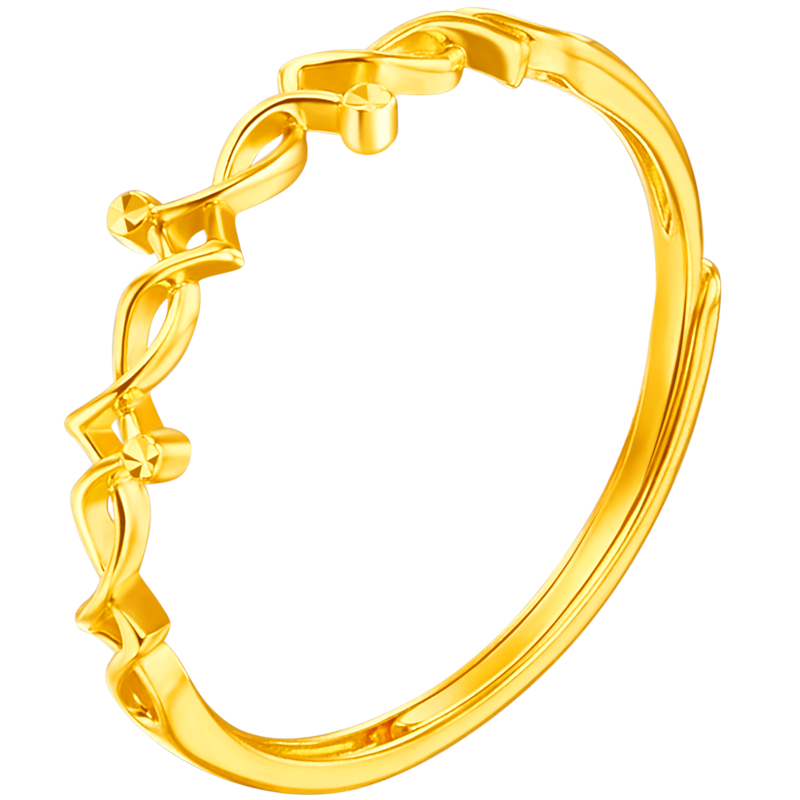 菜百首饰 黄金戒指 5G个性时尚不规则缠绕活圈戒指 计价 约1.45克