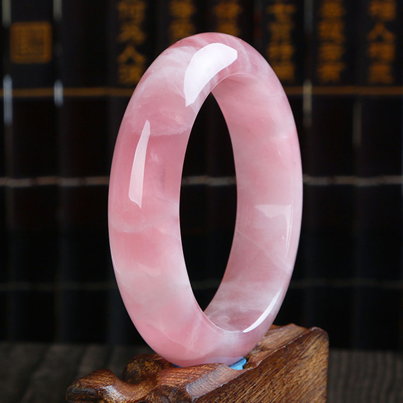 臻莱 马达加斯加粉晶手镯女一物一图马粉粉水晶手镯饰品 尺寸宽约15mm