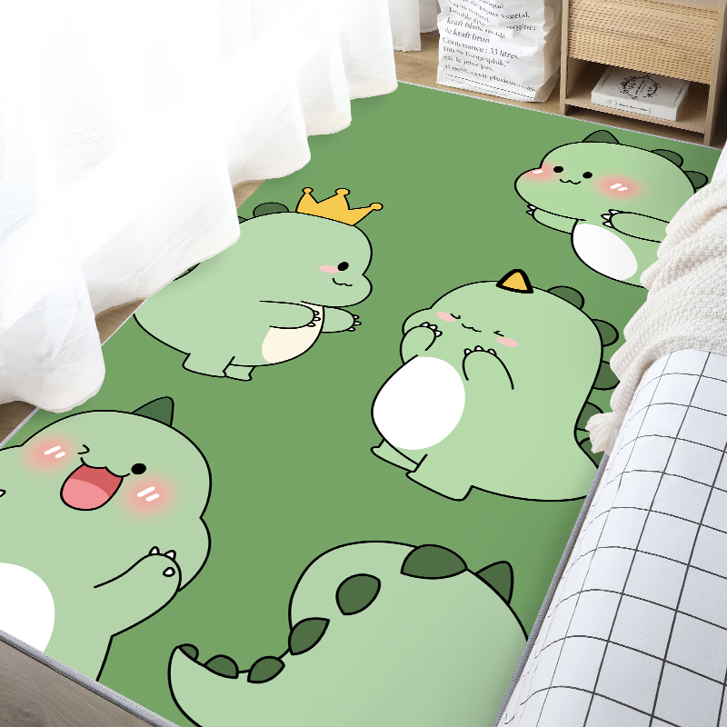 KAYE卡通床边毯可爱ins风儿童卧室床前家用客厅榻榻米飘窗简约免洗毯 五只恐龙 60x160 cm