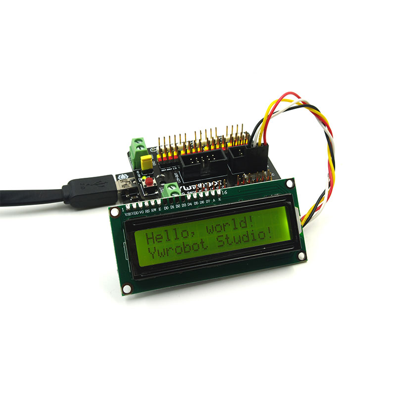 【YwRobot】Arduino积木IIC/I2C 1602液晶模块普通黄绿屏 黄绿色底黑字