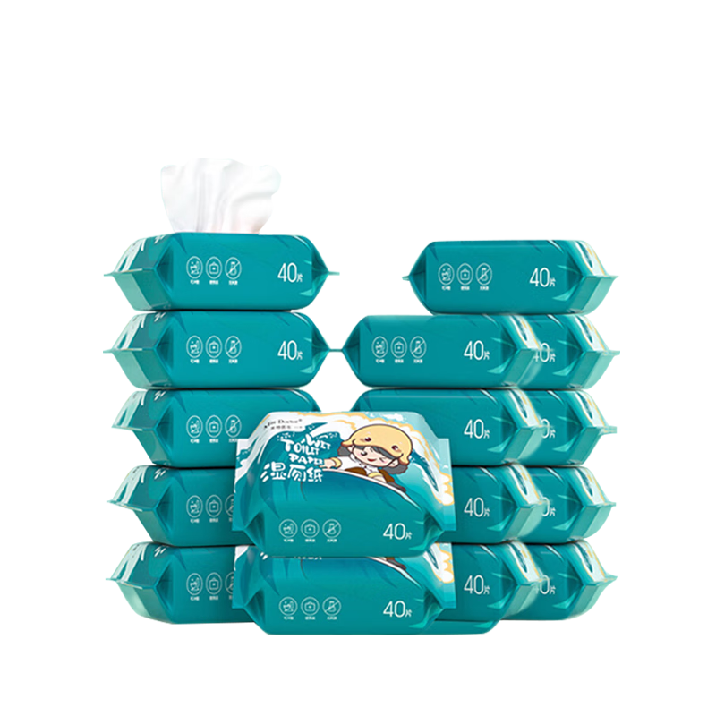 米特医生湿厕纸冲浪款 40片*16包 添加维E湿纸巾 私处清洁湿巾 可冲马桶