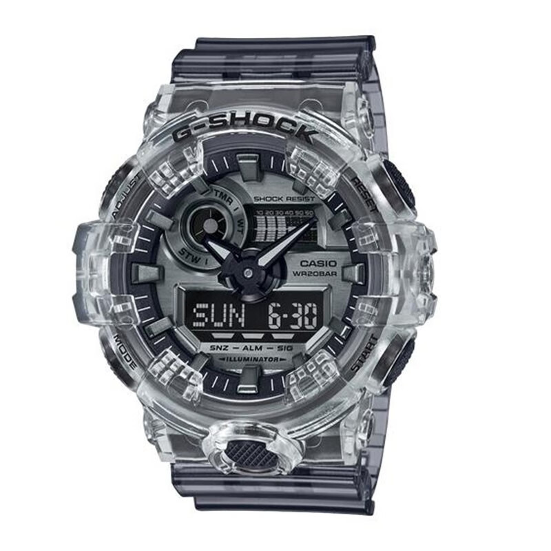 卡西欧 g-shock冰韧系列限量冰川款 冰灰白透明男士运动手表 ga700sk