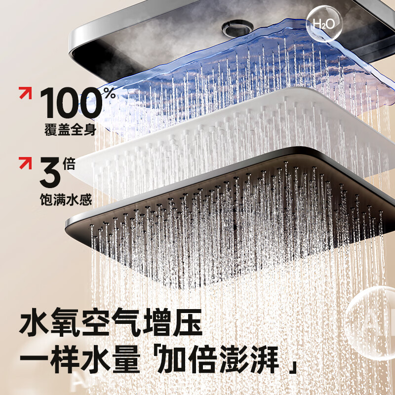 卫达斯淋浴花洒套装 增压花洒全套一整套 恒温花洒卫浴三件套 高级枪灰|琴键数显控温款-推荐