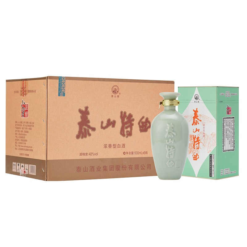 泰山牌 泰山白酒 泰山特曲 青瓷 40度 500ml  浓香型白酒 特曲青瓷
