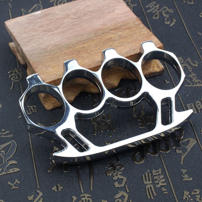 防身破窗自卫四指指虎合金铁拳头手撑子格斗搏击手环暗器 敢死队银色