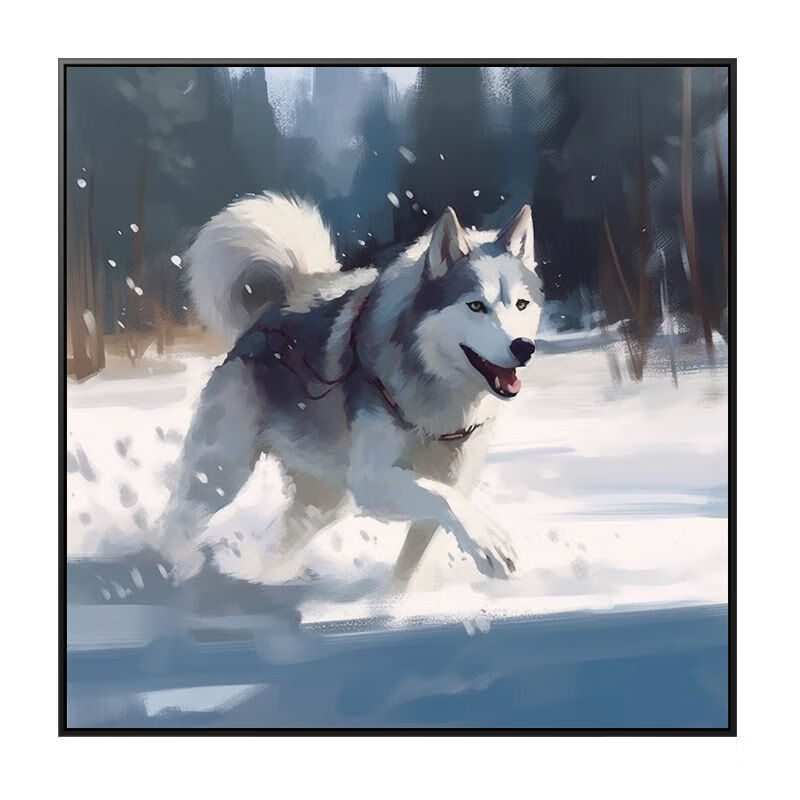 定制diy数字油画手工涂色油彩画宠物卡通动漫装饰画 323428 哈士奇