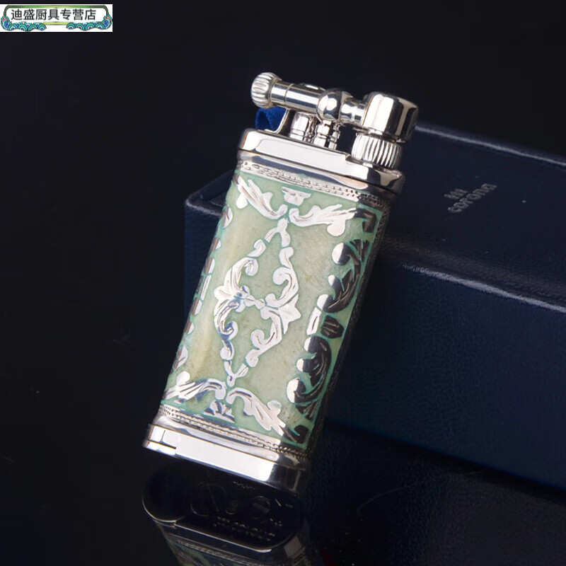 oimg德国进口sillems十字锚打火机斜火双面雕刻珐琅斜火擦轮自带压棒