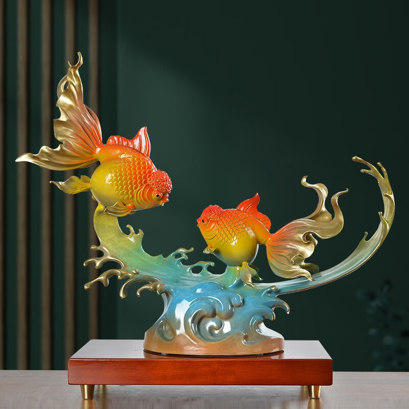 吉祥源 纯铜金鱼摆件客厅金玉满堂工艺品办公室装饰艺术品开业乔迁