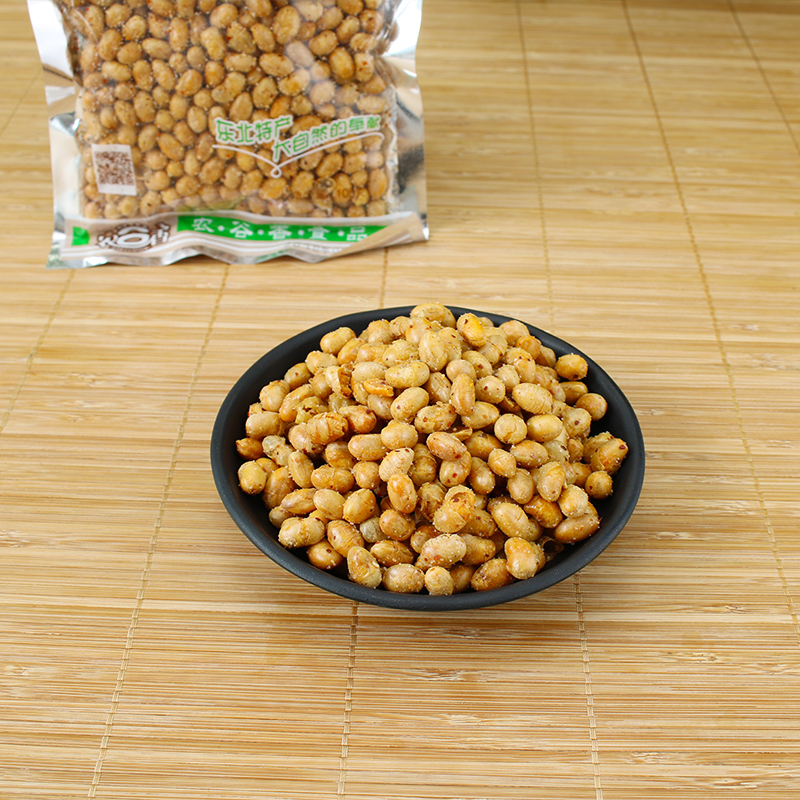 虎钢馋东北特产 油炸黄豆 香辣豆粒 有盐油酥豆 膨化大豆零食 105克