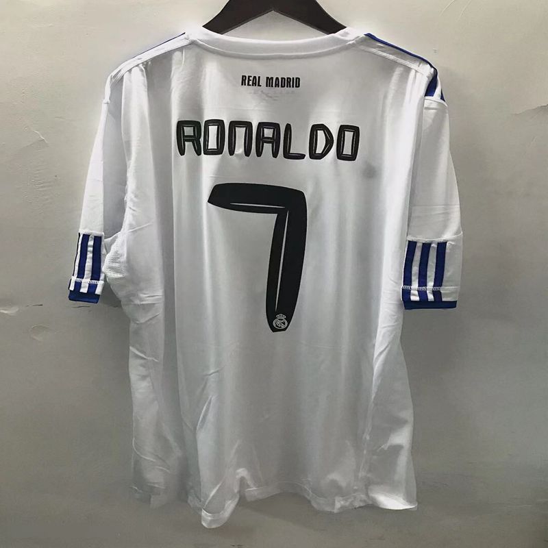 欧陆梵复古球衣1011皇马主场队服白色欧冠版拉莫斯卡卡 c罗长袖足