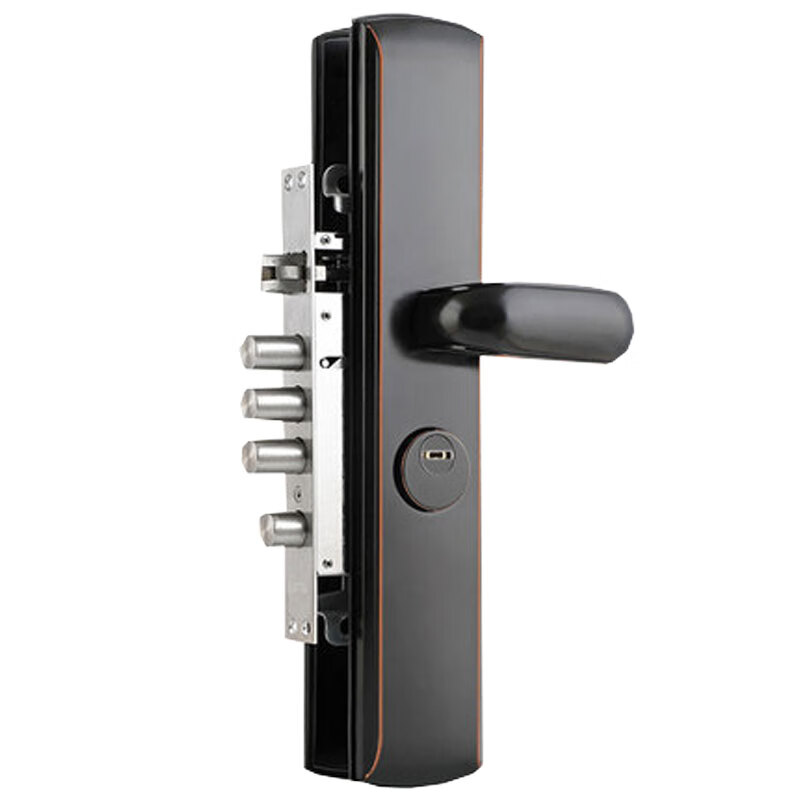 意利原子 防盗门锁不锈钢套装黑色锁具家用 黑色 方舌 双双快型 指导安装 门厚度>55mm 通用性 带钥匙