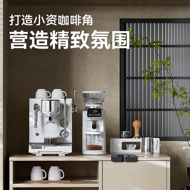 柏翠意式半自动咖啡机三锅炉双泵全半自动家用商用小型浓缩蒸汽打奶泡机 PE3900 节日送礼物 海盐白( 下单前咨询送惊喜赠品 )