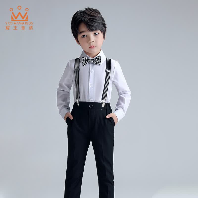 耀王 男童演出服礼服春秋小学生背带裤套装儿童合唱服主持钢琴表演服礼服 YR-LB-21163 白色四件套 130 怎么样,好用不?