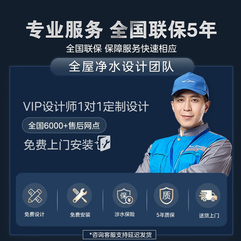 美的（Midea）中央软水机净水器家用净水机全屋净水系统全自动去除水垢加热直饮一体机 23年新升级智能1T软水机