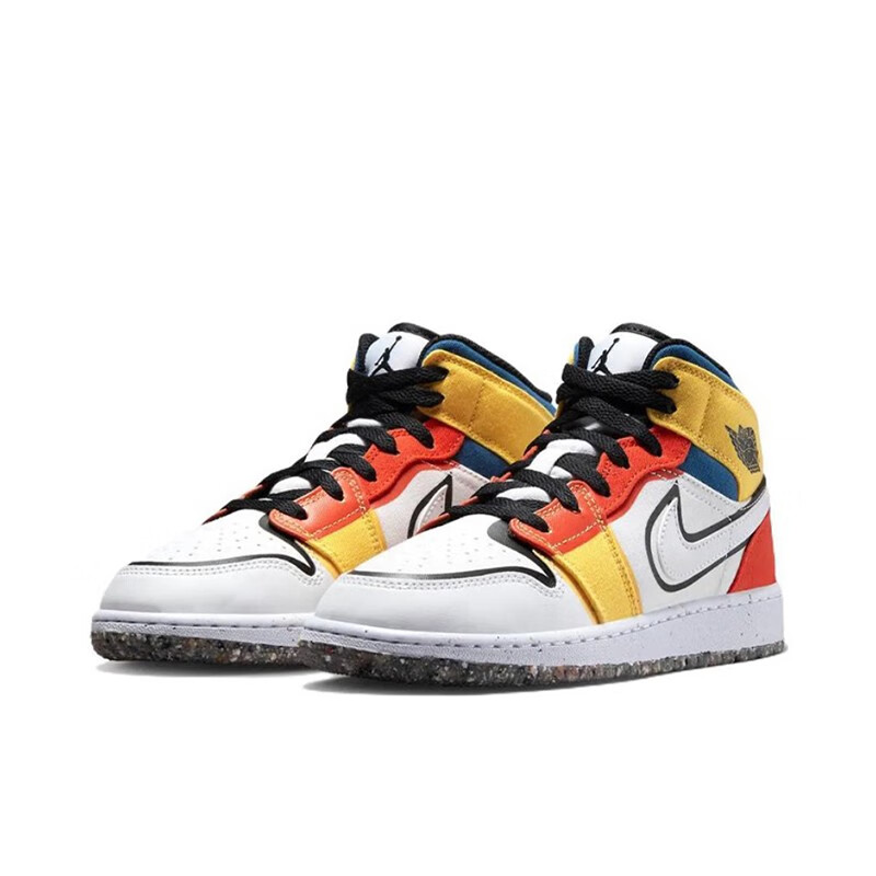 耐克(nike)jordan 1 gs aj 1 乔1高帮运动篮球鞋 白红黄dv1316-100 38
