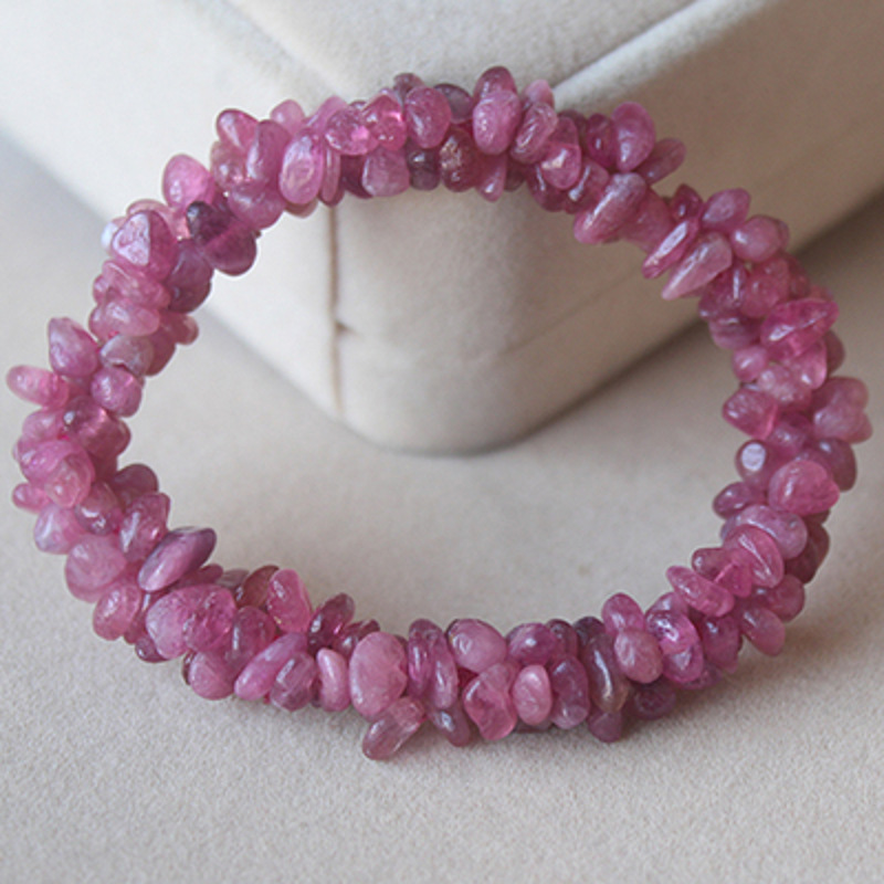 天然粉碧玺手链 多层粉色水晶碎石手串 旺运转运饰品女款 图片色