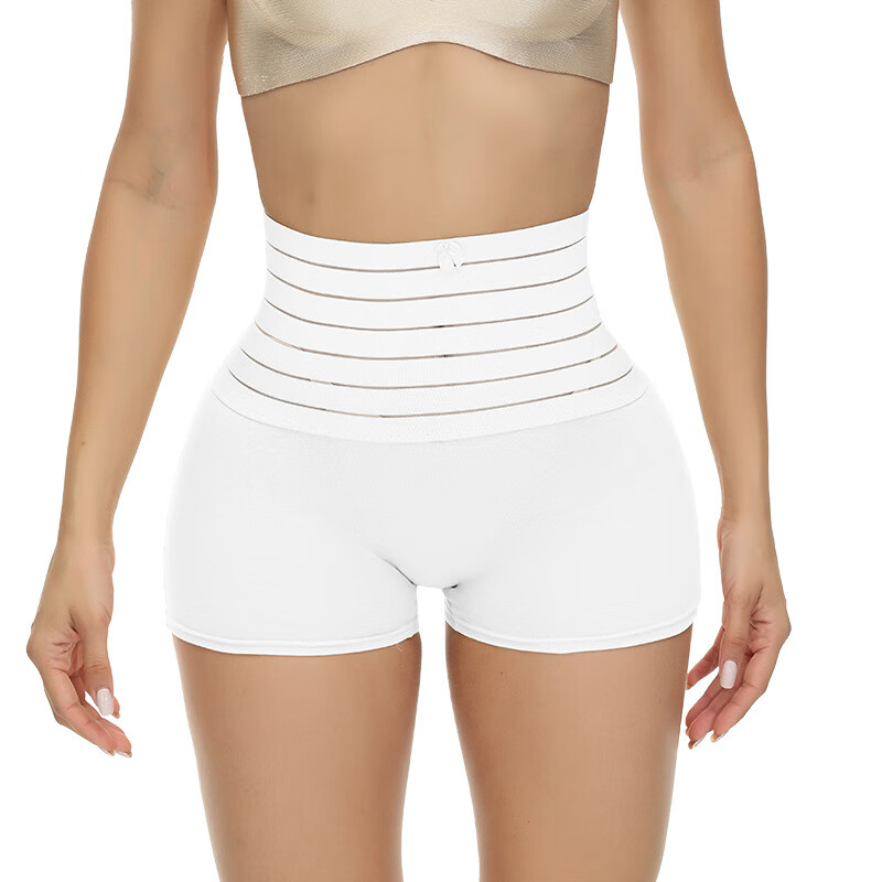 无痕收腹内裤产后高腰收腰提臀束腰美体瘦腰女士塑身裤薄 白色 S