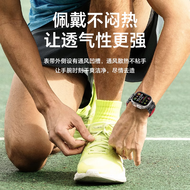君自名适用AppleWatchUltra3表带AppleWatch11苹果iWatchS手表带iWatch10氟橡胶S11Ultra金属Watchultra2 氟橡胶【钛黑色】探索者表带 iWatch Ultra 3/2/1【49mm】
