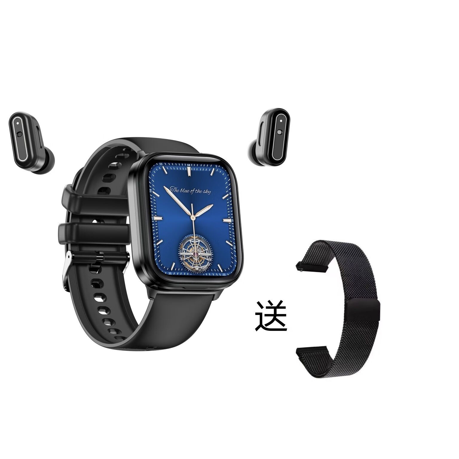 新款超薄翻盖多功能tws蓝牙耳机智能手表二合一运动nfc男女通用 炫酷